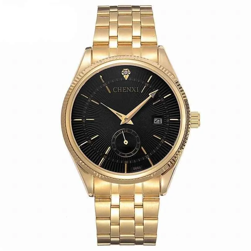 069A - Simple Watch - Golden Quartz Wristwatch for Men