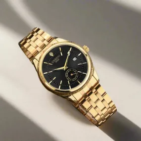 069A - Simple Watch - Golden Quartz Wristwatch for Men