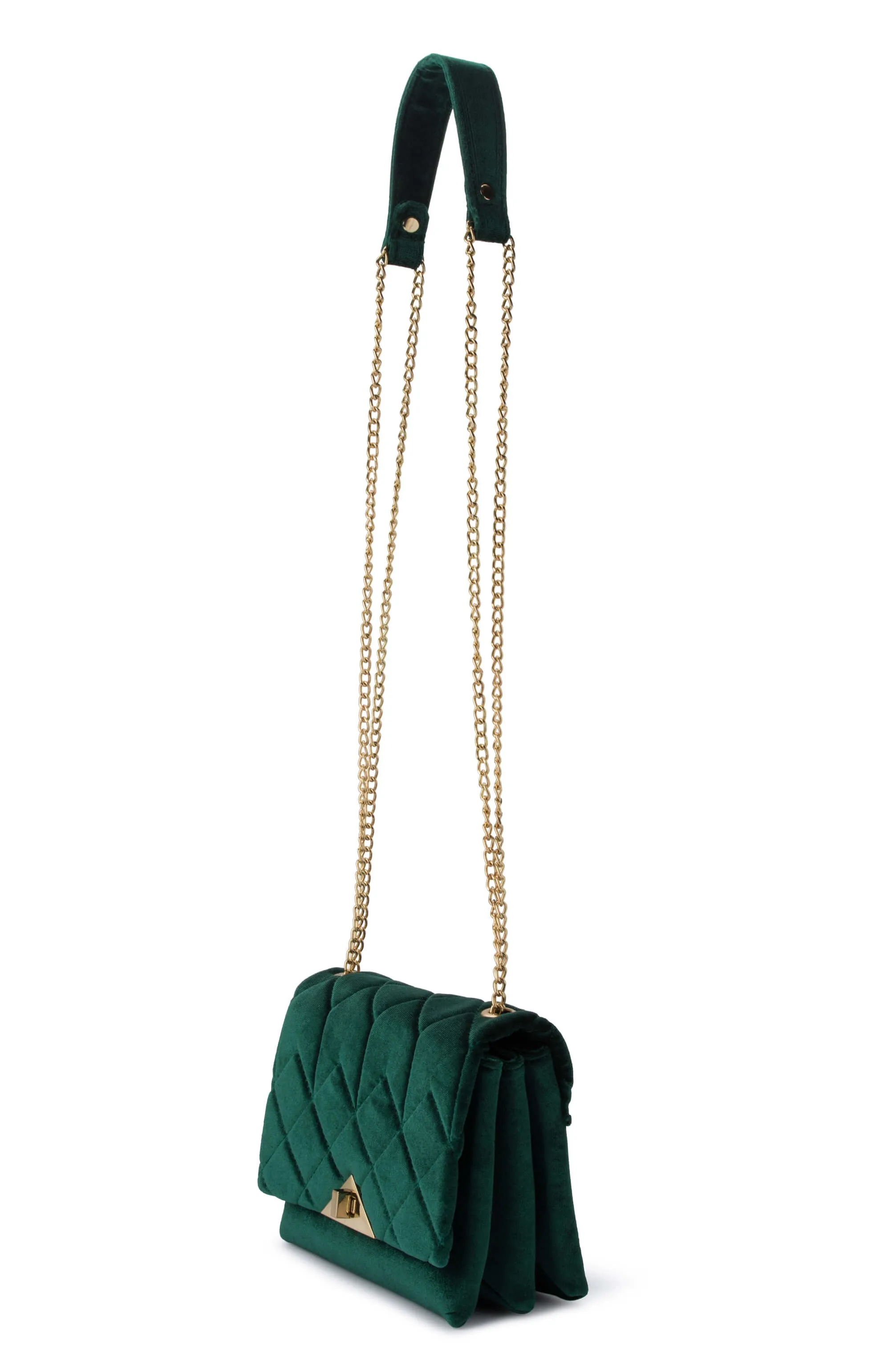 Alexi Quilted Velvet Emerald Shoulder Bag by Olga Berg