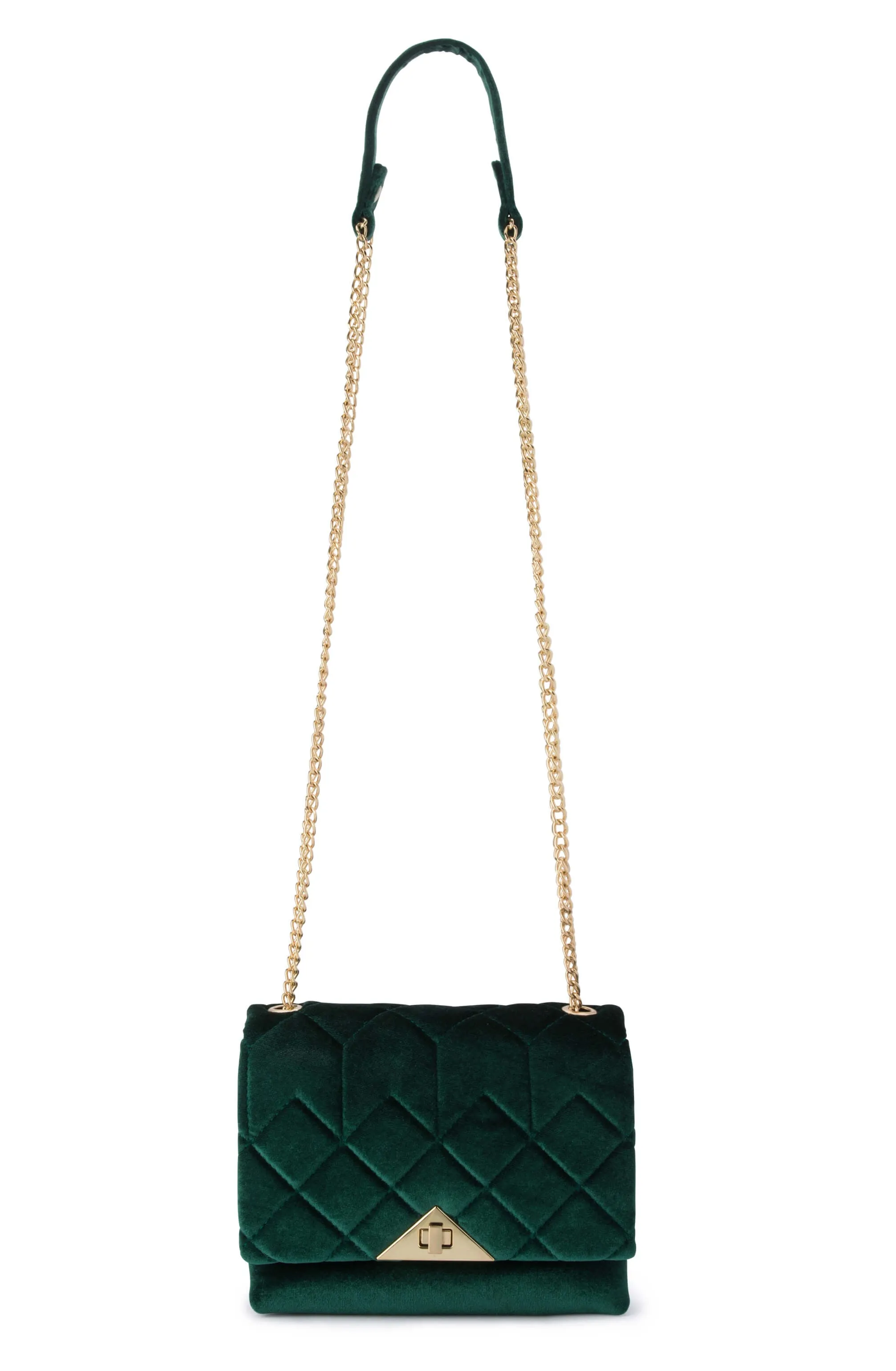 Alexi Quilted Velvet Emerald Shoulder Bag by Olga Berg