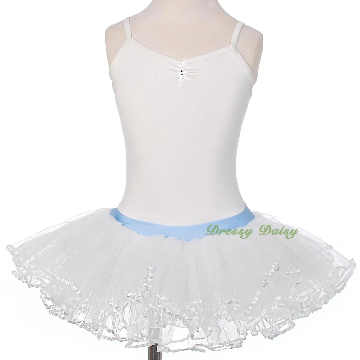 BA057 Girl Diamante Ribbon Ballet Tutu Dancewear Fairy Costume Leotard Size 3T-8