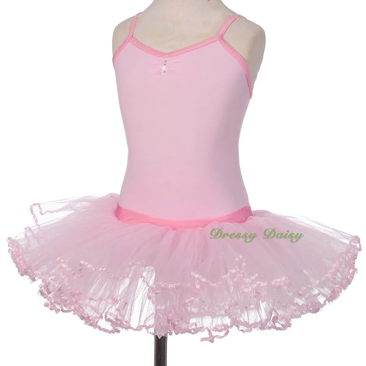 BA057 Girl Diamante Ribbon Ballet Tutu Dancewear Fairy Costume Leotard Size 3T-8