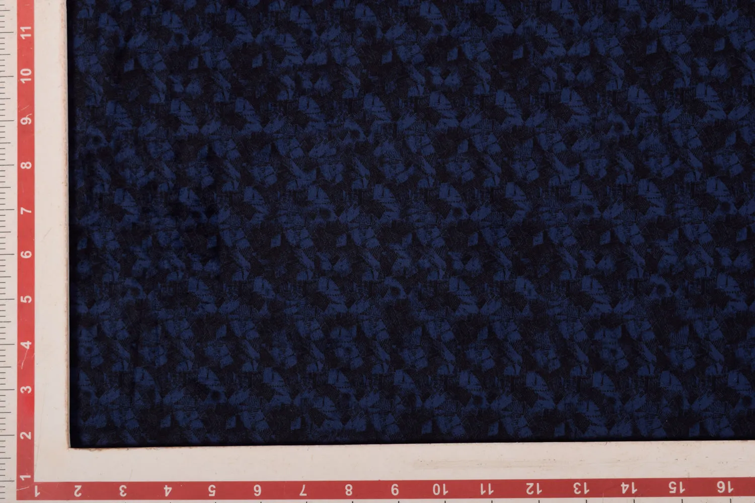 Blue & Black Printed Velvet Fabric