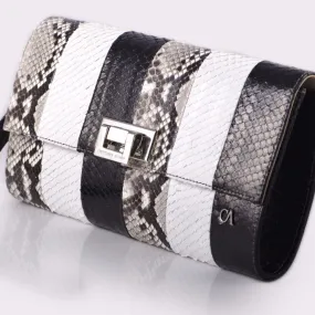 CA Mary Catherine Black/White Python Medium Clutch