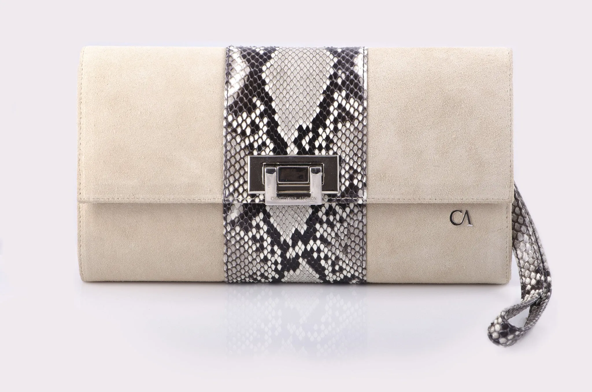 CA Mary Catherine Natural Python Medium Clutch