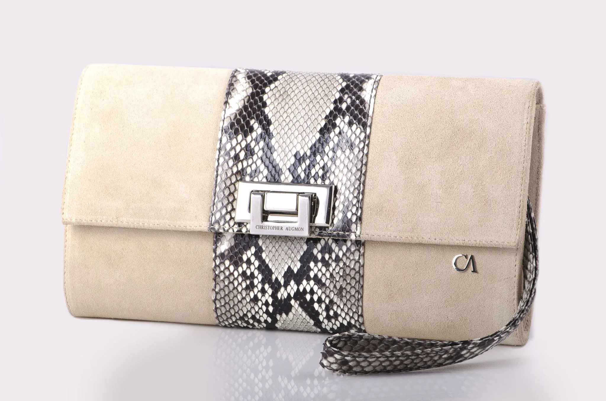 CA Mary Catherine Natural Python Medium Clutch