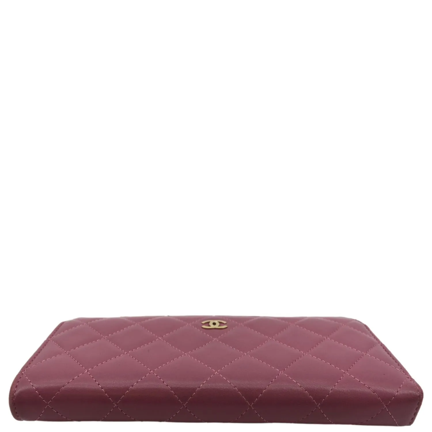 CHANEL CC Quilted Leather Zip Wallet Pink