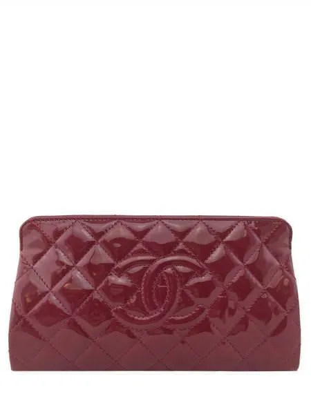 Chanel Quilted Patent Leather Timeless Clutch Bag