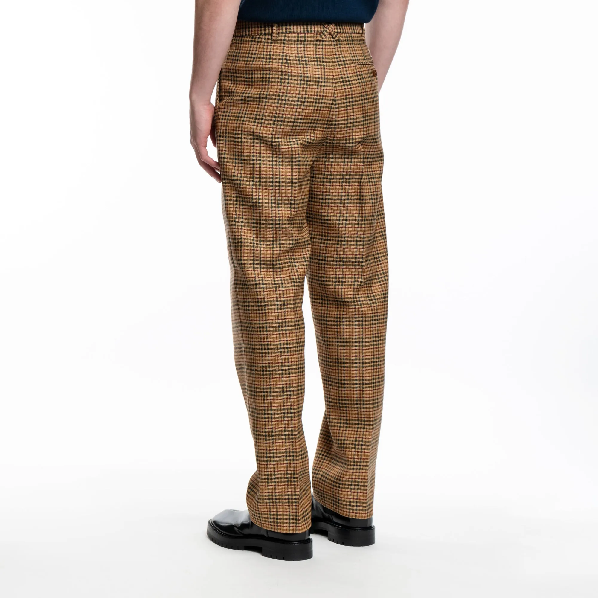 Checked Pleated Tailored Pants