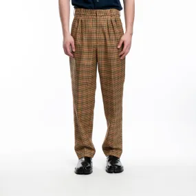 Checked Pleated Tailored Pants