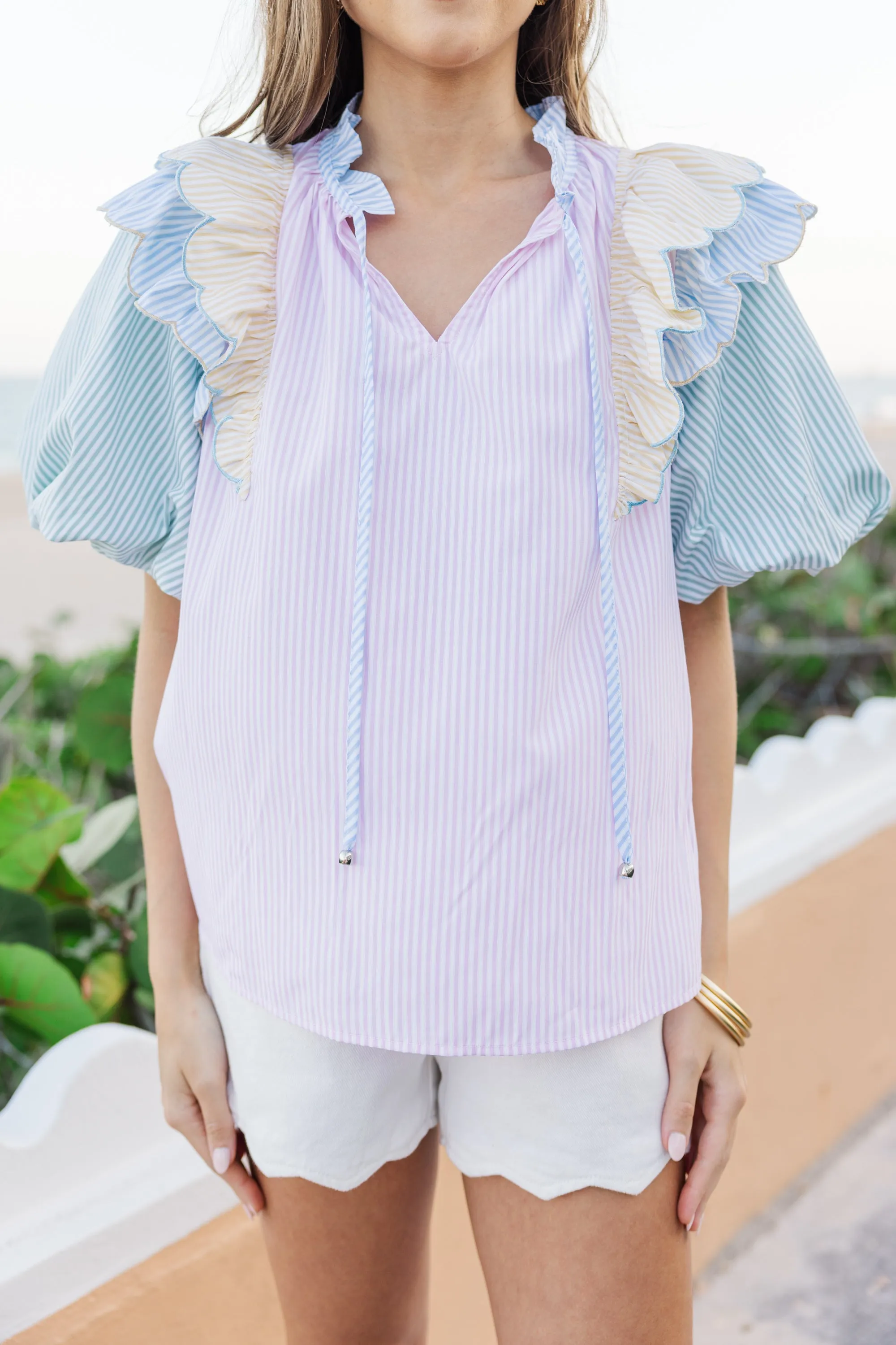 Clear Thoughts Pink Striped Blouse