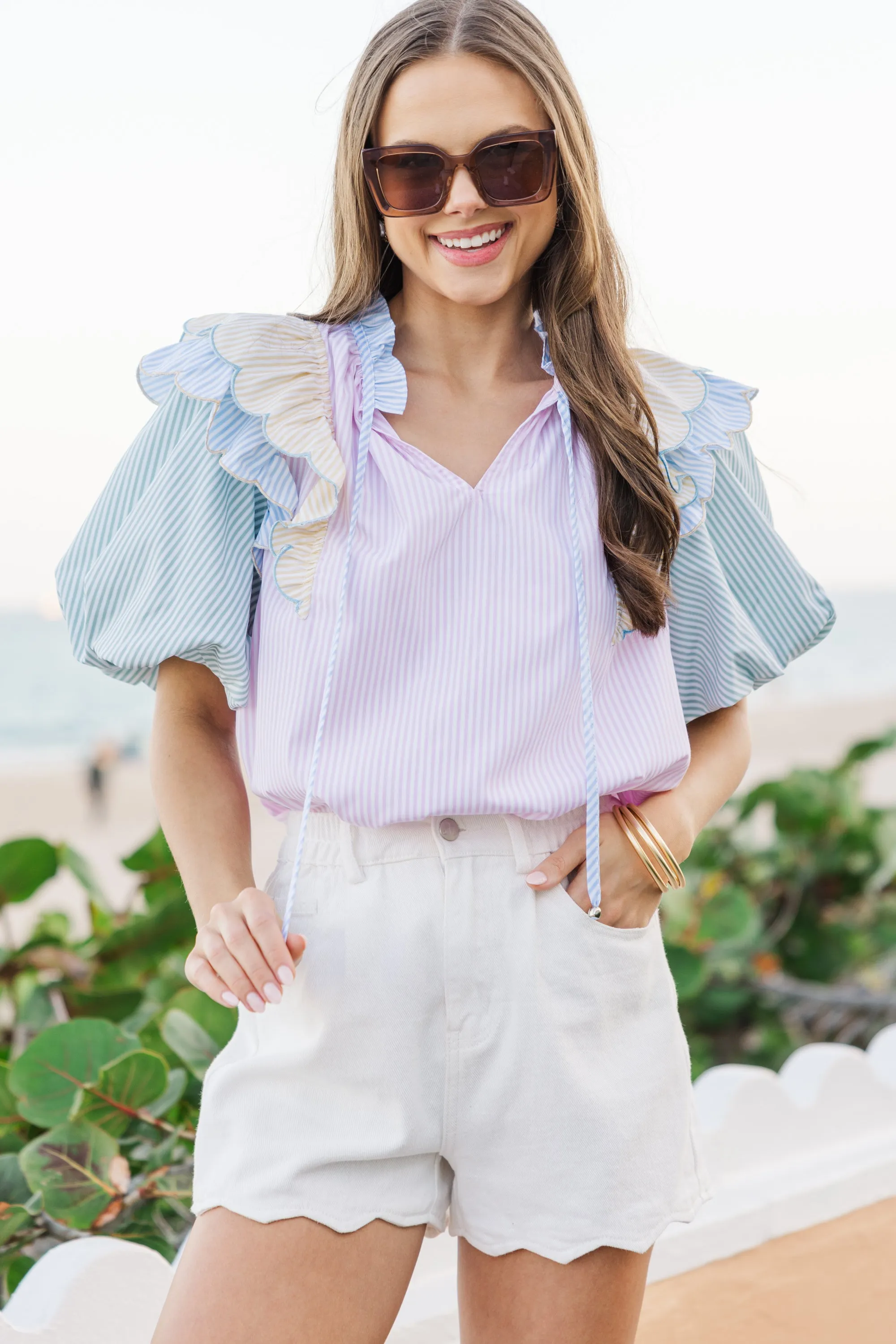 Clear Thoughts Pink Striped Blouse