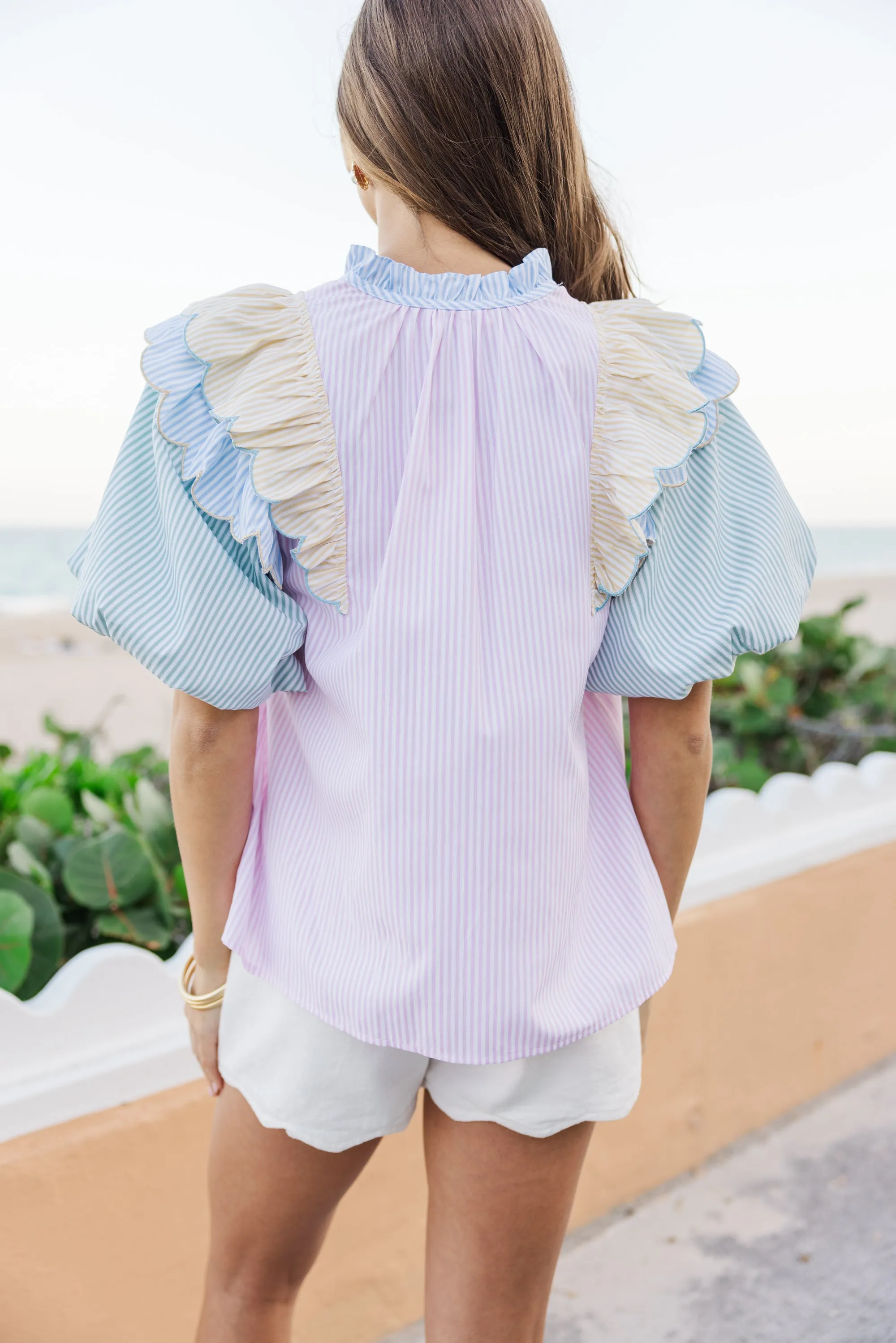 Clear Thoughts Pink Striped Blouse