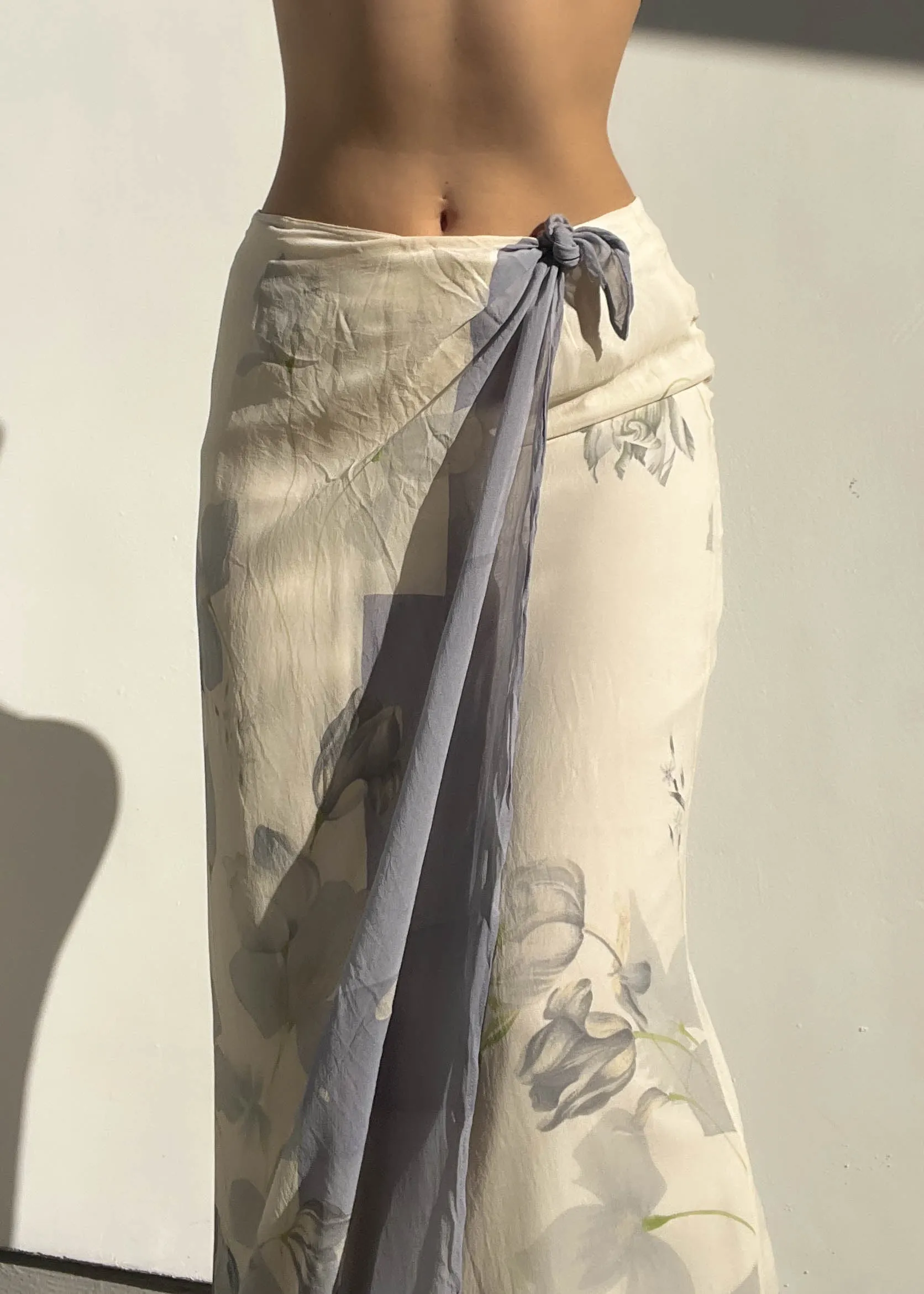 Cream & Periwinkle Maxi Skirt (S-M)