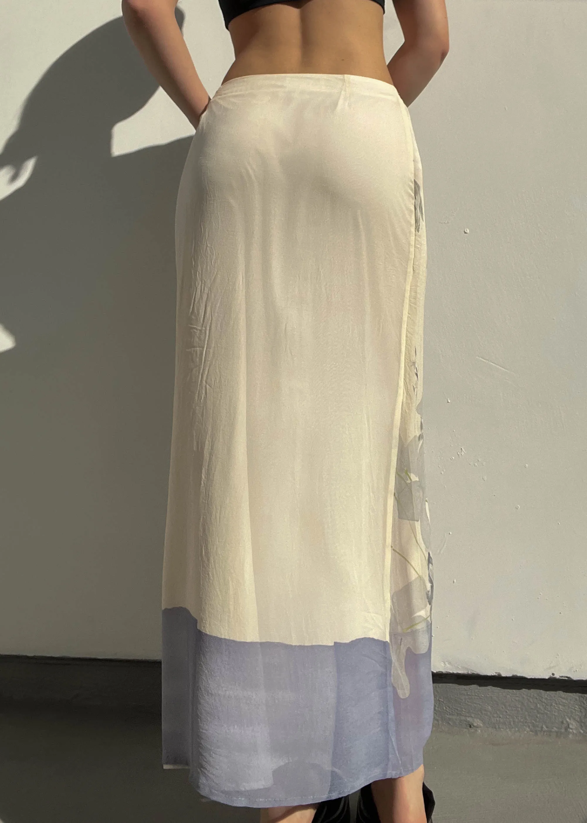 Cream & Periwinkle Maxi Skirt (S-M)