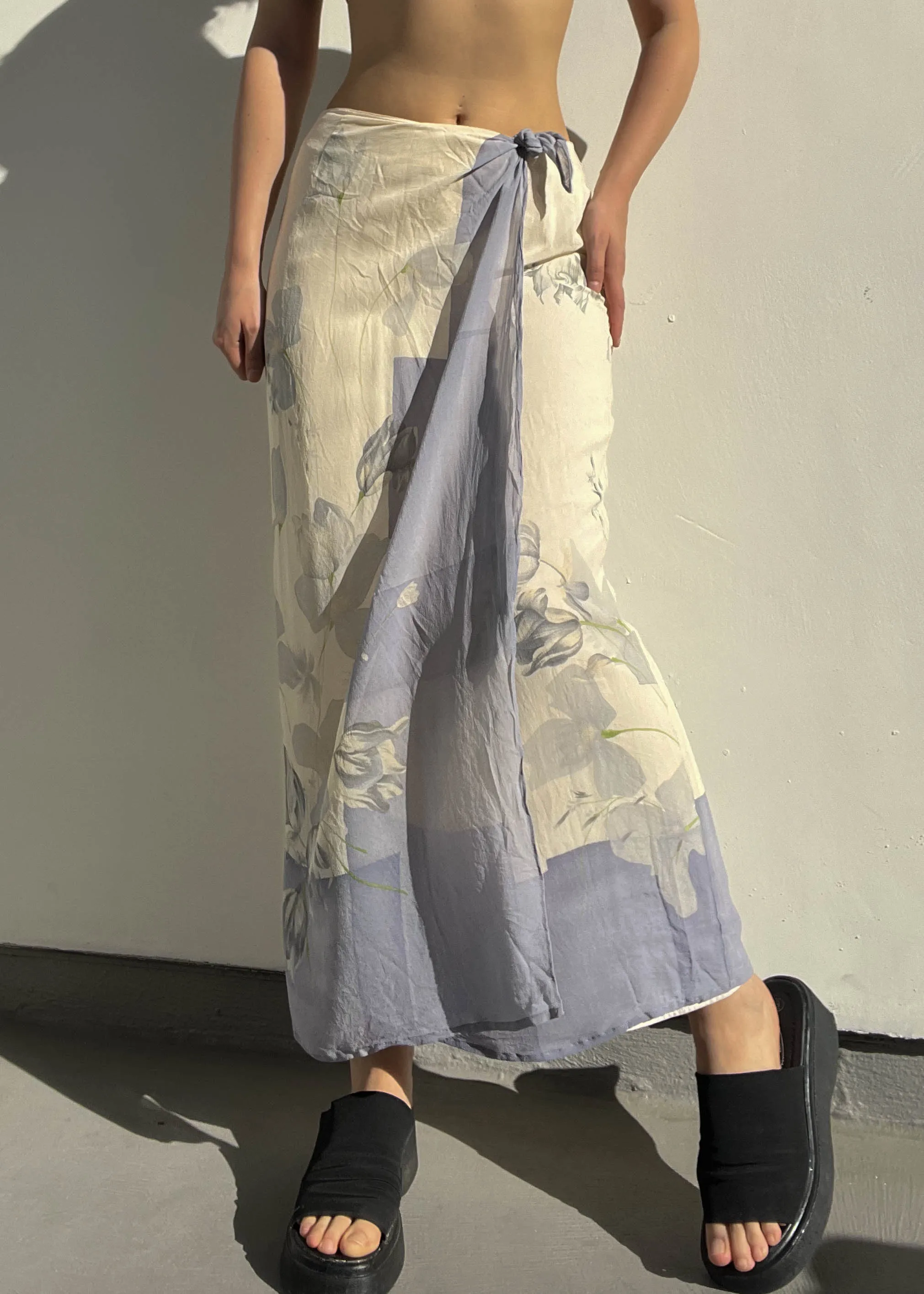 Cream & Periwinkle Maxi Skirt (S-M)