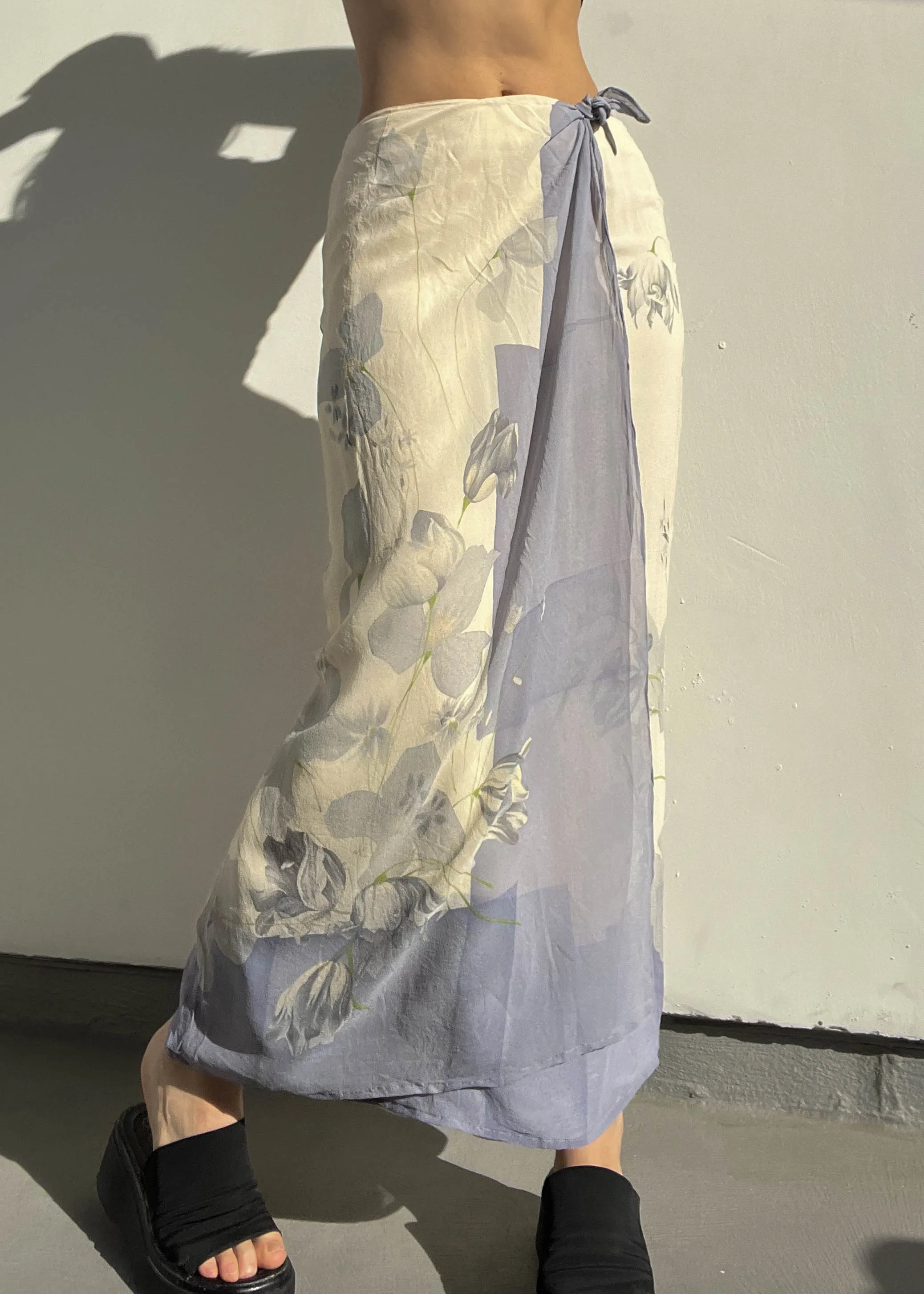 Cream & Periwinkle Maxi Skirt (S-M)