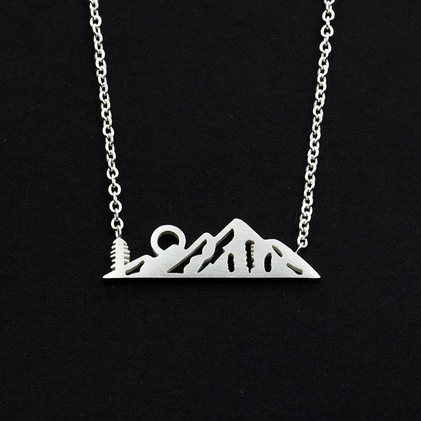 Dainty Simple Sun On Mountain Top Pendant