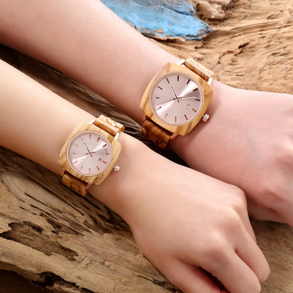 Detti - Rosegold & Olive Minimal Couple Watches