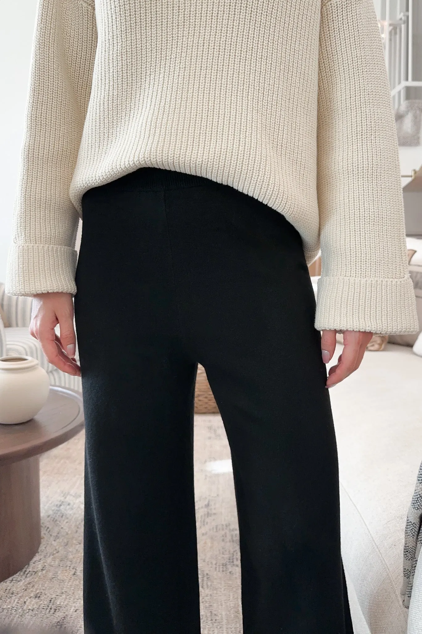 Dunes Straight Leg Sweater Pants in Black