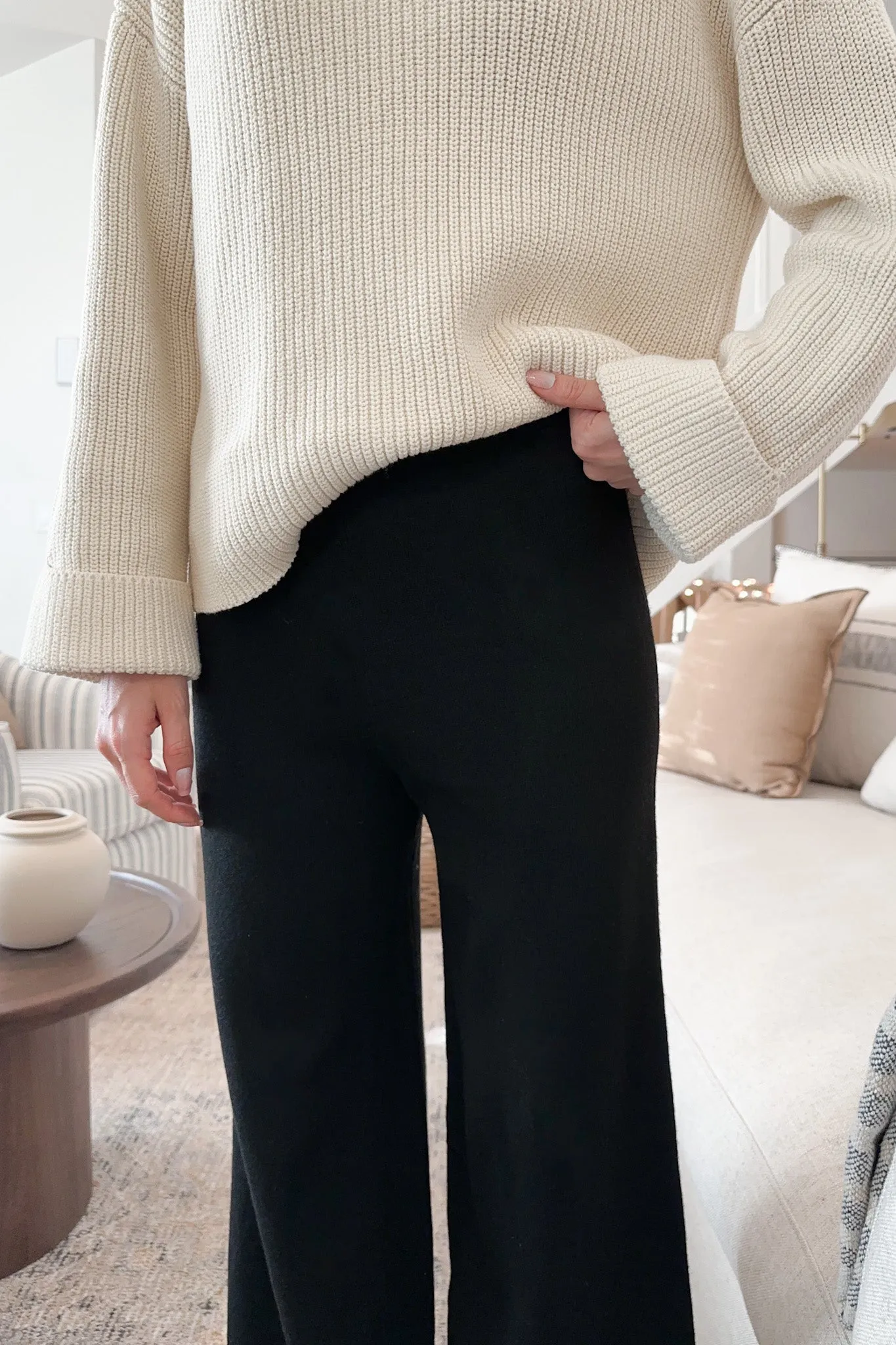 Dunes Straight Leg Sweater Pants in Black