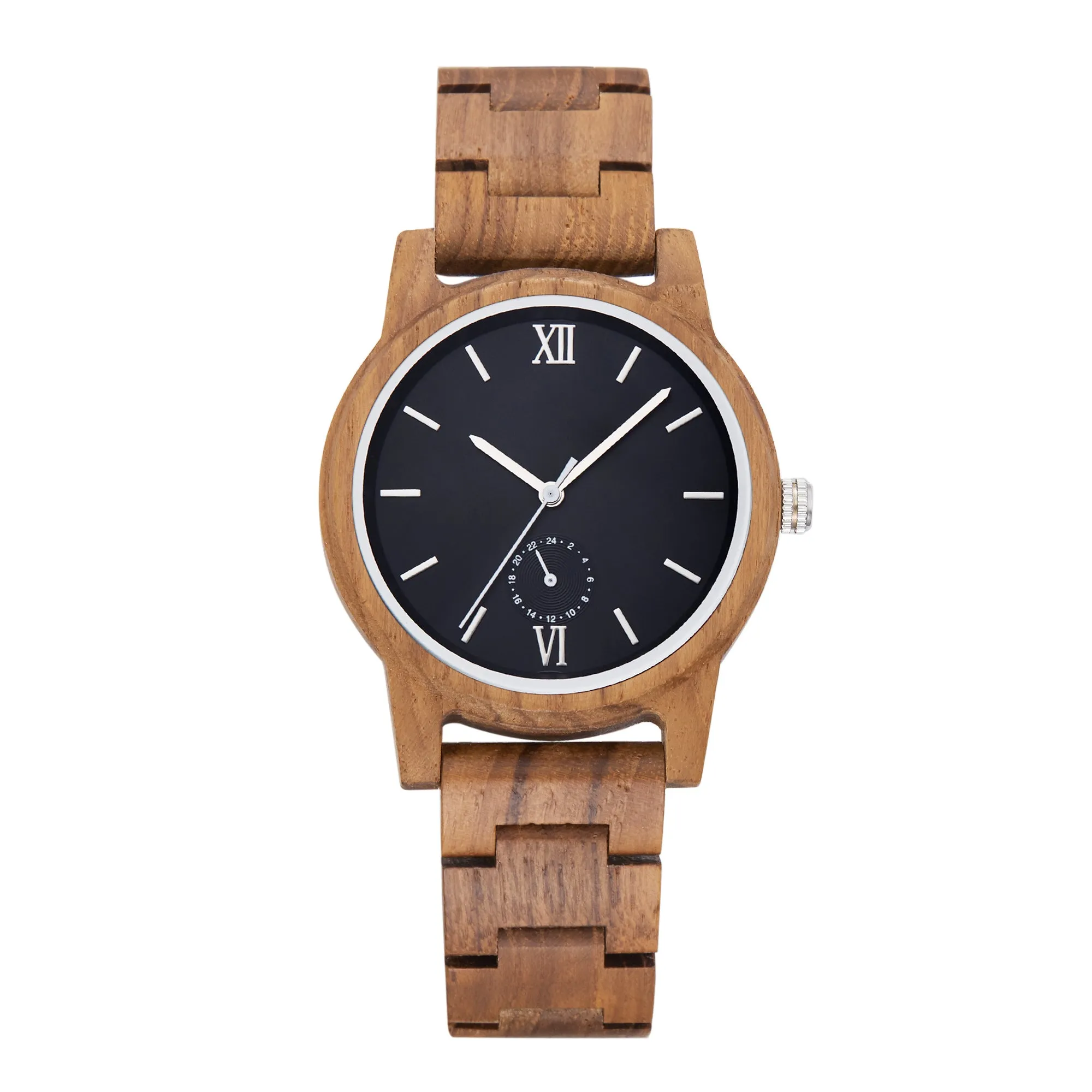 Eiffel - Black Face Teak Minimal Watch