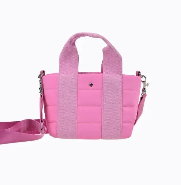 Envy Quilted Nylon Bag with X Body Strap Pink Silver