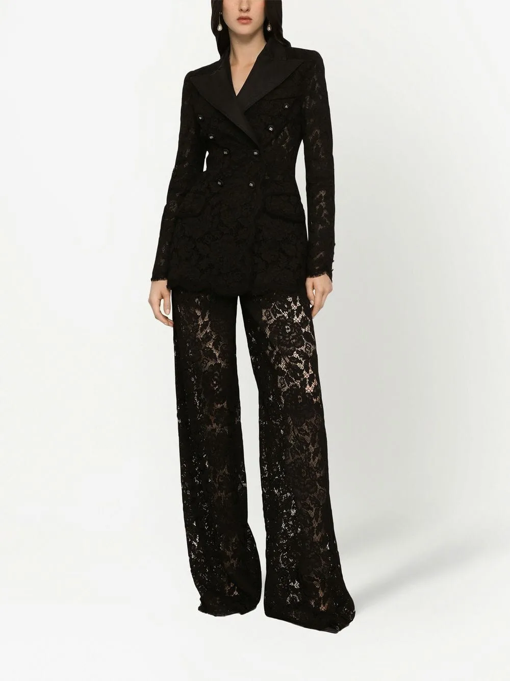 Floral Lace Tailored Pants