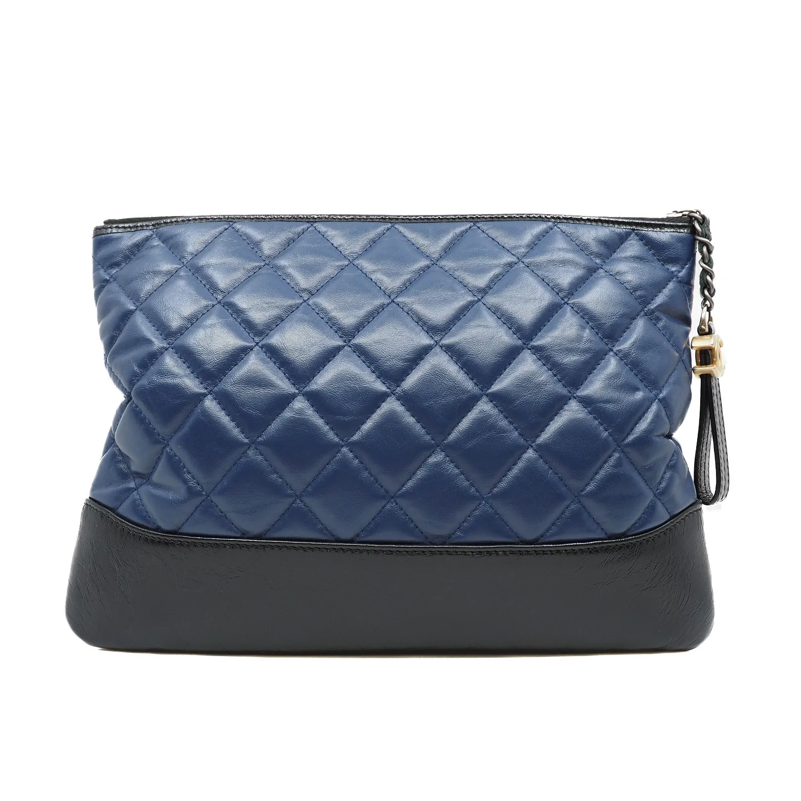 Gabrielle Zip Clutch Bag In Calfskin Quilted Navy And Black Multi Hardware Seri 25