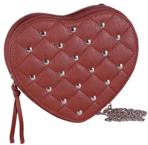 Heart Faux Leather Chain Clutch Bag