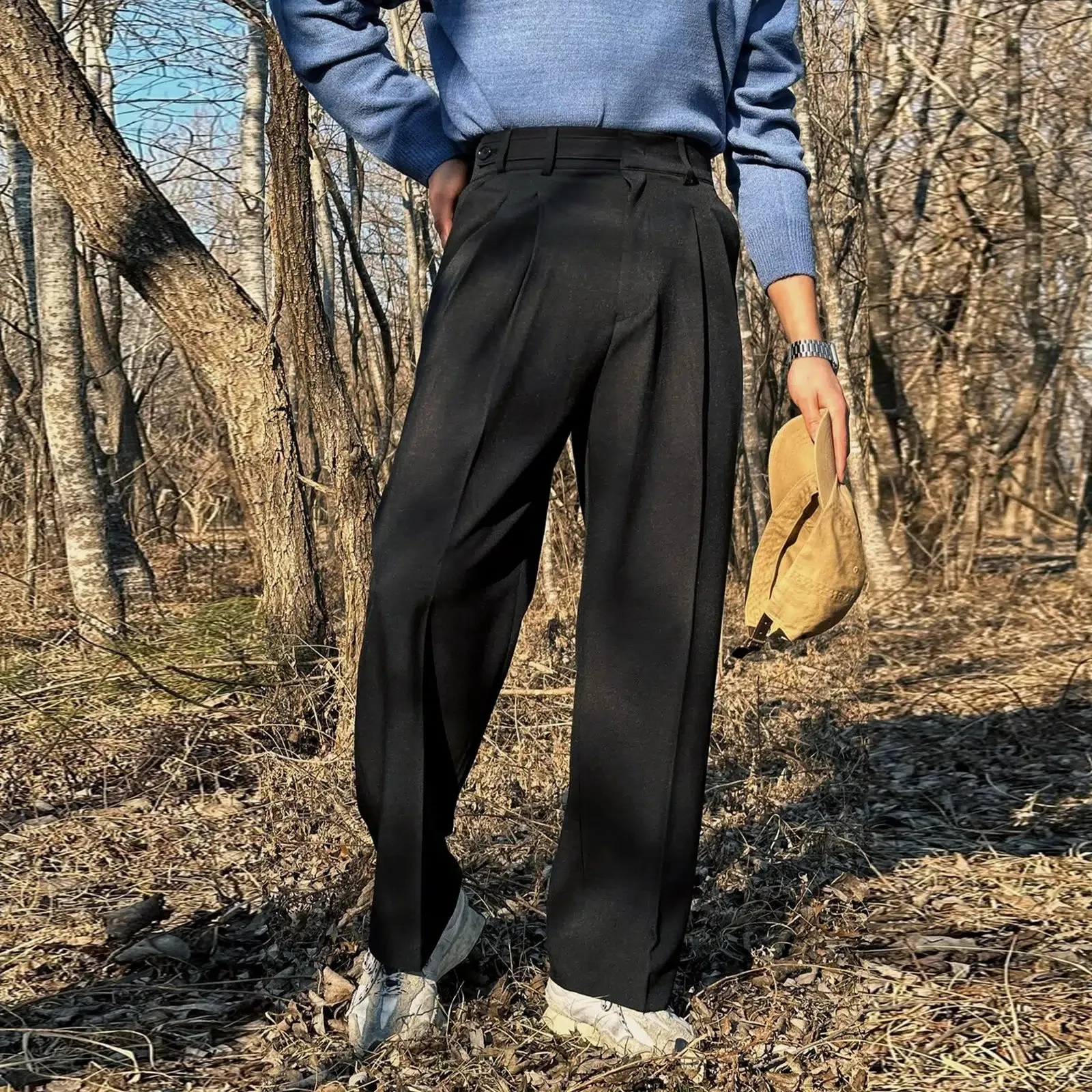 High-Waisted Drape Suit Pants