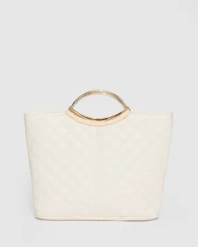 Ivory Quilted Jessie Clutch Bag