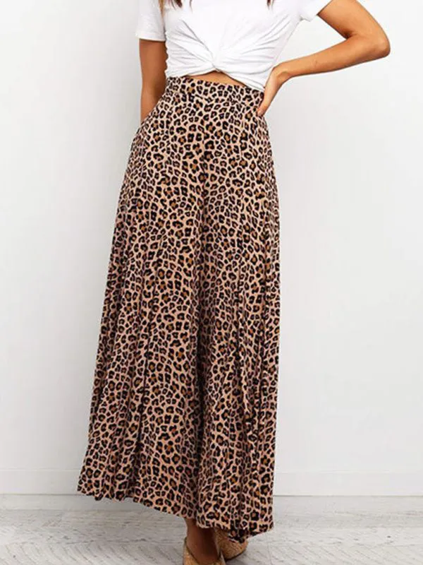 Leopard Print Wide Leg Pants