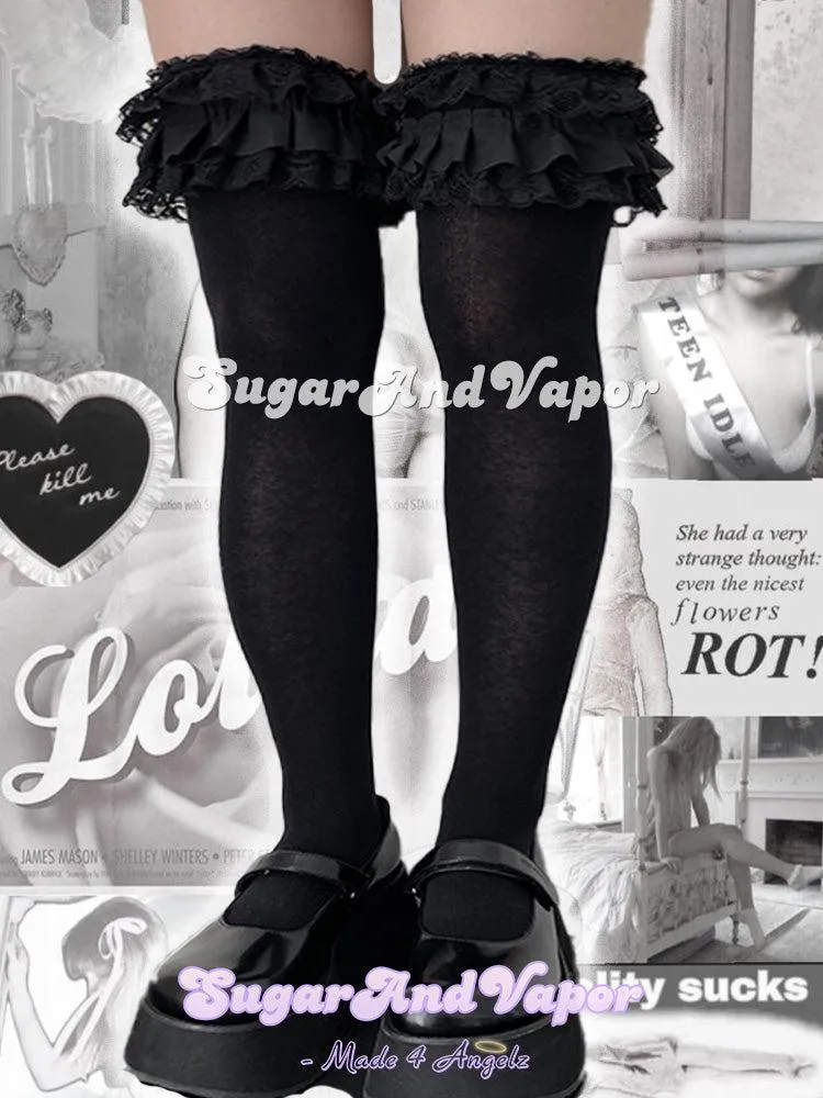 Luna Ruffle Lace Thigh High Stockings