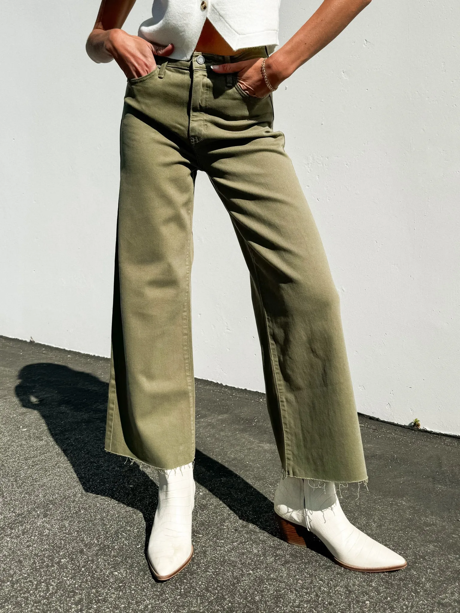 Matcha Latte Wide Leg Denim Jeans