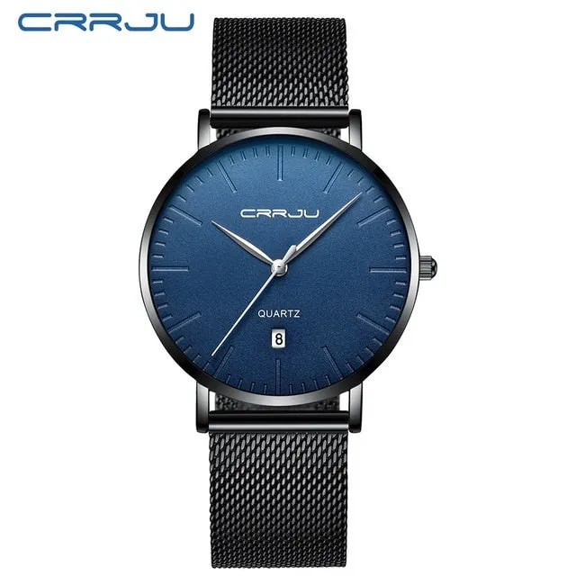 Men's Luxury Blue Waterproof Ultra Thin Date Simple Casual Quartz Watch