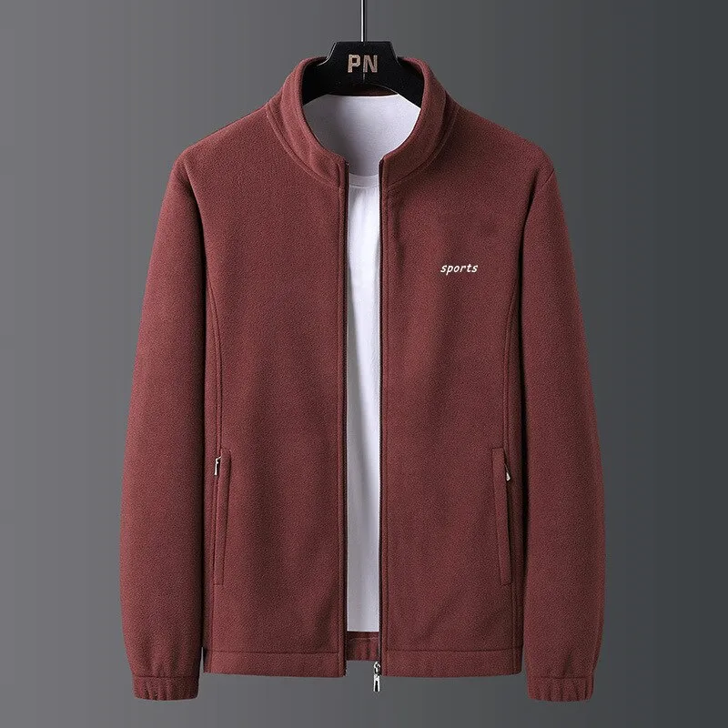 Mens Wool Fleece Warm Stand Collar Men Outdoor Coats Casual jacket