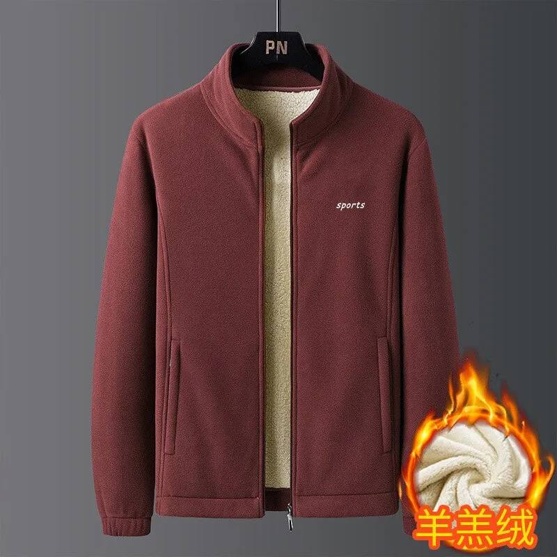 Mens Wool Fleece Warm Stand Collar Men Outdoor Coats Casual jacket