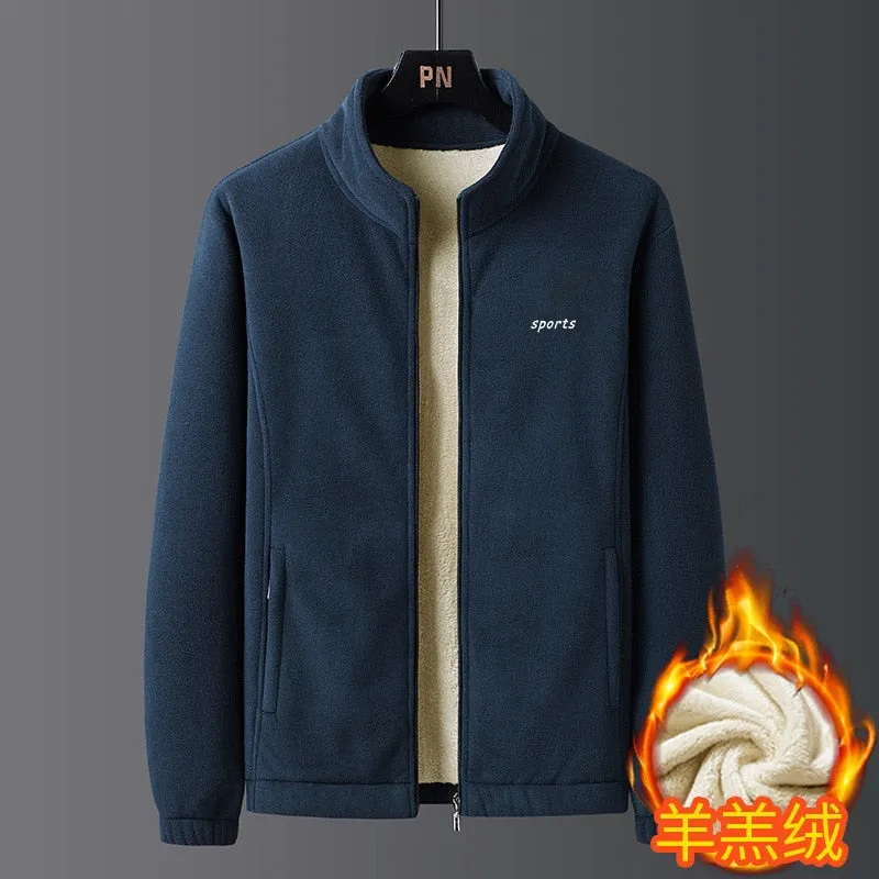 Mens Wool Fleece Warm Stand Collar Men Outdoor Coats Casual jacket