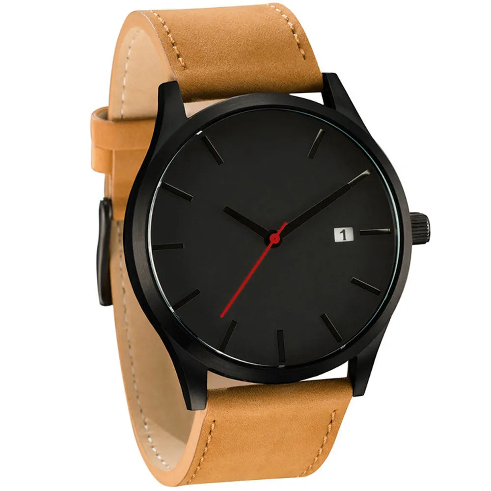 Minimalist Connotation Leather Men  Wristwatch