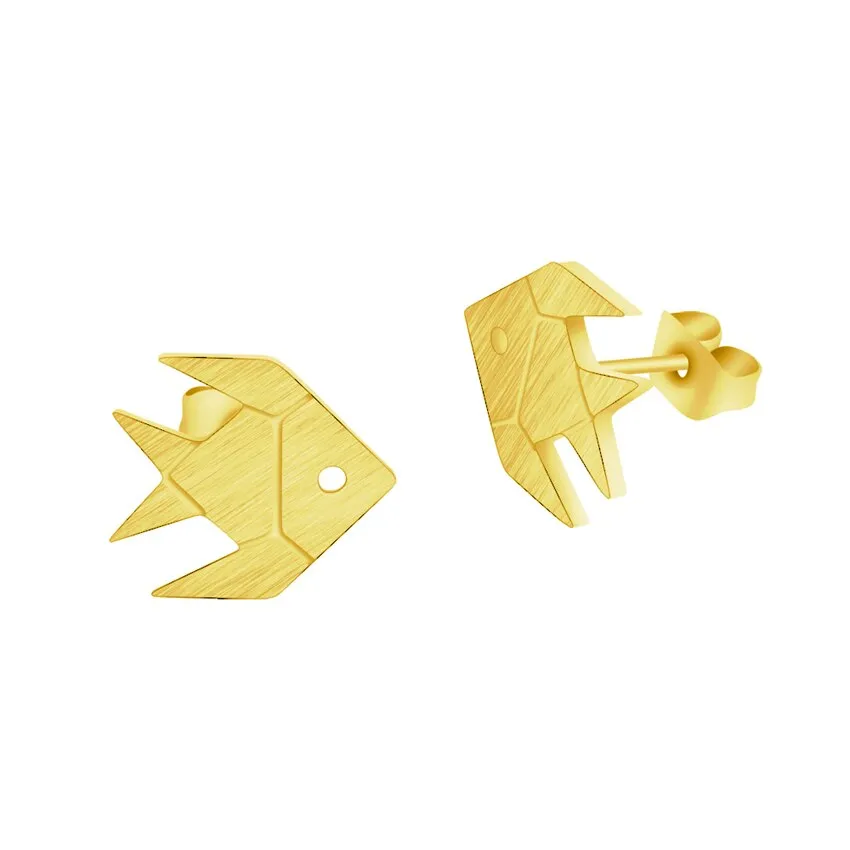 Minimalist Origami Fish Stud Earrings Women