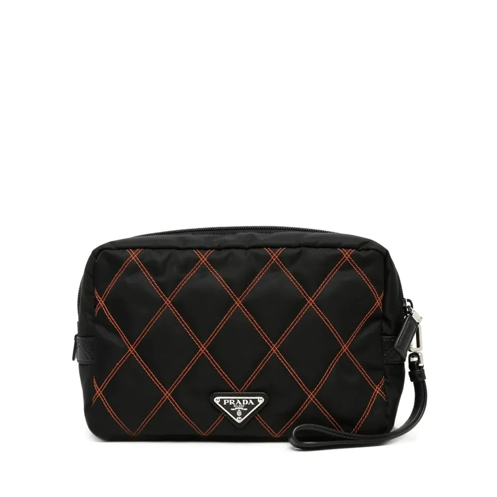 Nylon Black and Orange Pouch