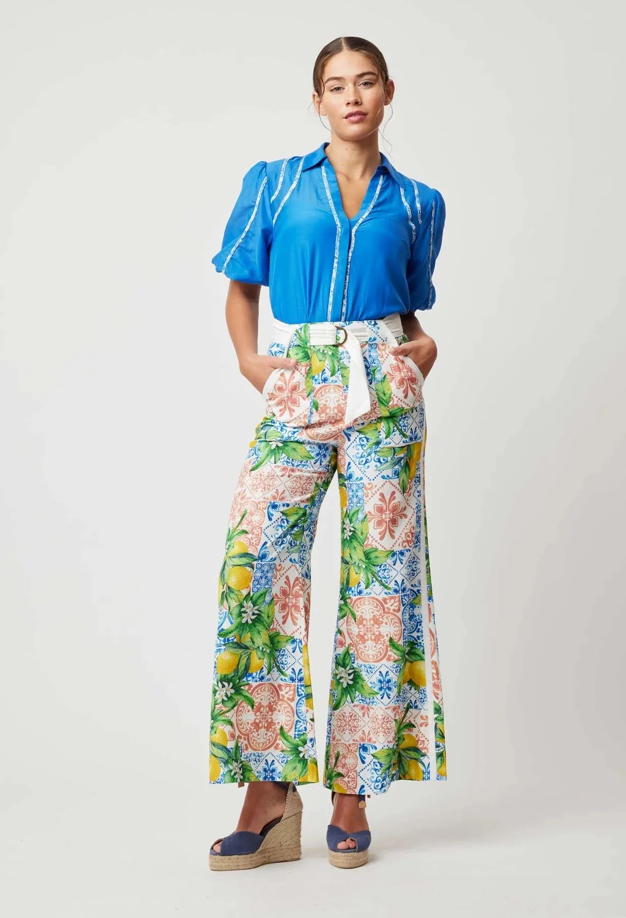 ONCE WAS GRACE VISCOSE RAYON PANT IN LIMONATA