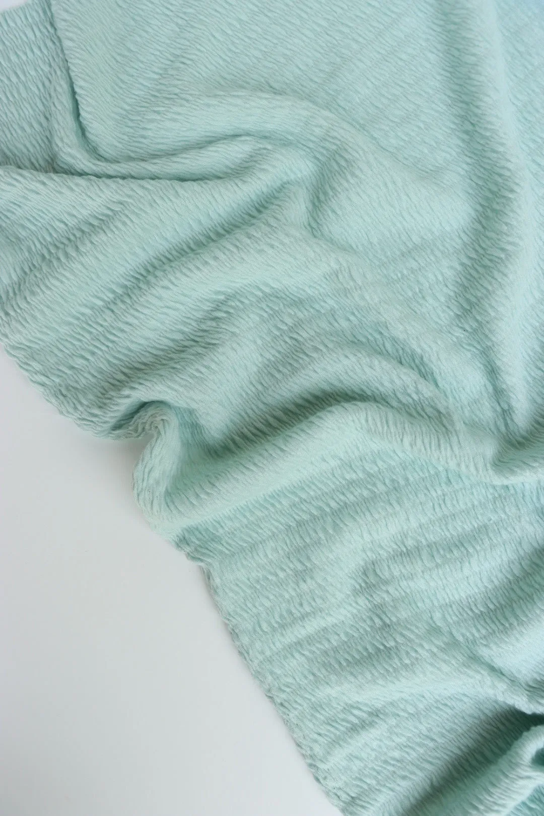 Pastel Mint Smocked Jersey Knit