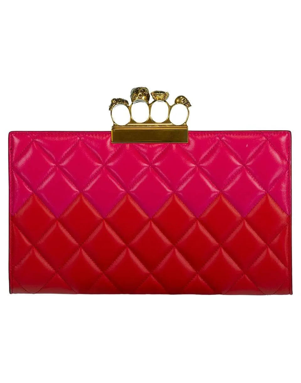 Pink and Red Four Ring Flat Clutch