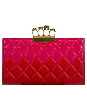 Pink and Red Four Ring Flat Clutch