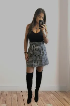 Plaid High Waisted Skirt