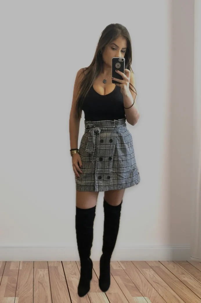 Plaid High Waisted Skirt