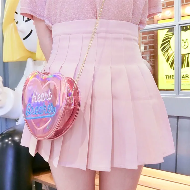 [Plus size] Kawaii pure pink A-line pleated skirt