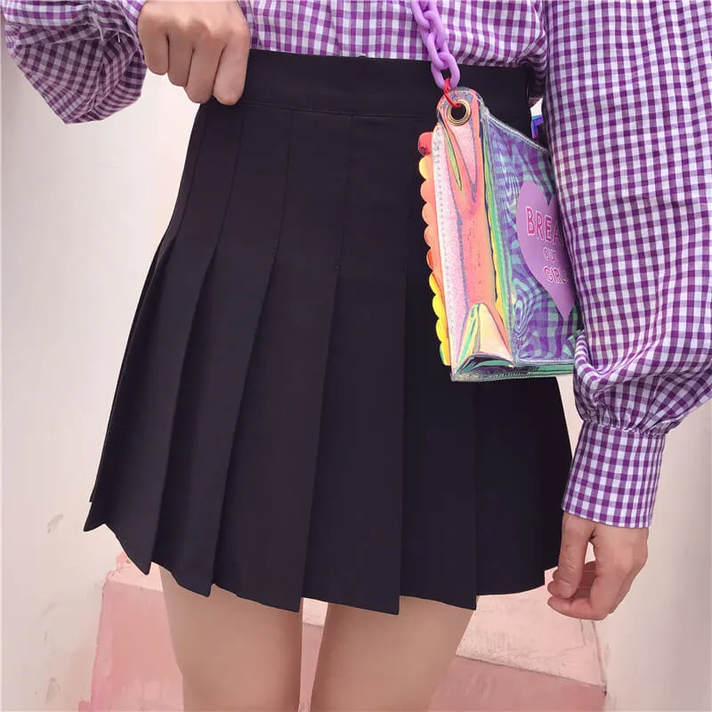 [Plus size] Kawaii pure pink A-line pleated skirt